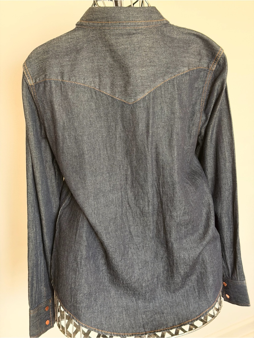 Calvin Klein Dark Denim Western Snap Front Shirt - Picture 4 of 9